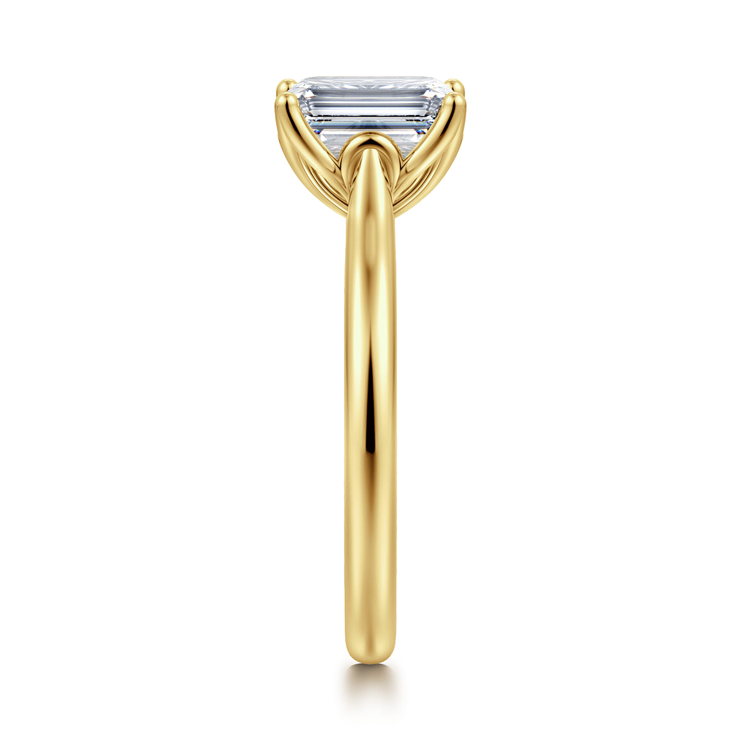 Nola - 14K Yellow Gold Emerald Cut Lotus Diamond Engagement Ring - Shot 4