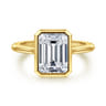 Brooke - 14K Yellow Gold Emerald Cut Bezel Set Solitaire Diamond Engagement Ring