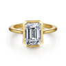 Brooke - 14K Yellow Gold Bezel Set Emerald Cut Solitaire Diamond Engagement Ring
