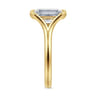 Agnes - 14K Yellow Gold Bezel Set Emerald Cut Solitaire Diamond Engagement Ring