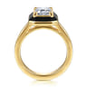 Lara - 14K Yellow Gold Bezel Prong Black Enamel Emerald Cut Solitaire Diamond Engagement Ring