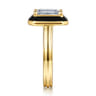 Lara - 14K Yellow Gold Bezel Prong Black Enamel Emerald Cut Solitaire Diamond Engagement Ring