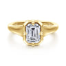 Elsa - 14K Yellow Gold Compass Bezel Prong Emerald Cut Solitaire Diamond Engagement Ring