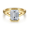 Giocanda - 14K Yellow Gold Split Shank Half Bezel Emerald Cut Diamond Engagement Ring