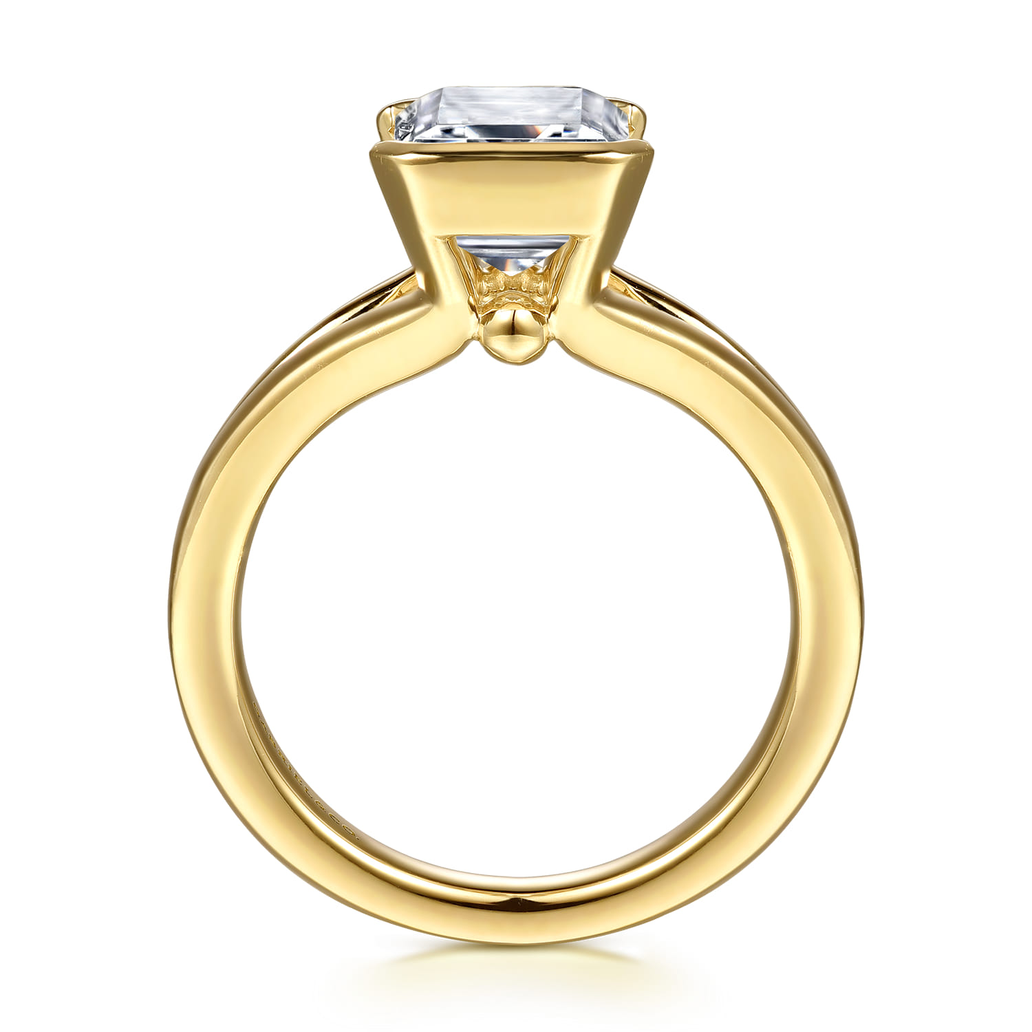 Giocanda - 14K Yellow Gold Split Shank Half Bezel Emerald Cut Diamond Engagement Ring - Shot 2