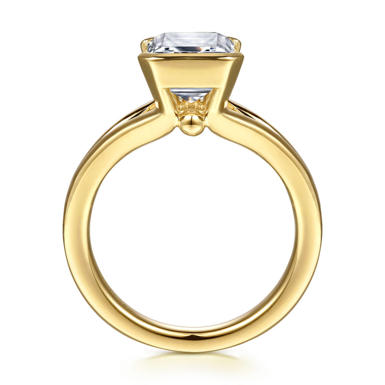 Giocanda - 14K Yellow Gold Split Shank Half Bezel Emerald Cut Diamond Engagement Ring - Shot 2