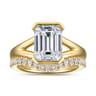 Giocanda - 14K Yellow Gold Split Shank Half Bezel Emerald Cut Diamond Engagement Ring