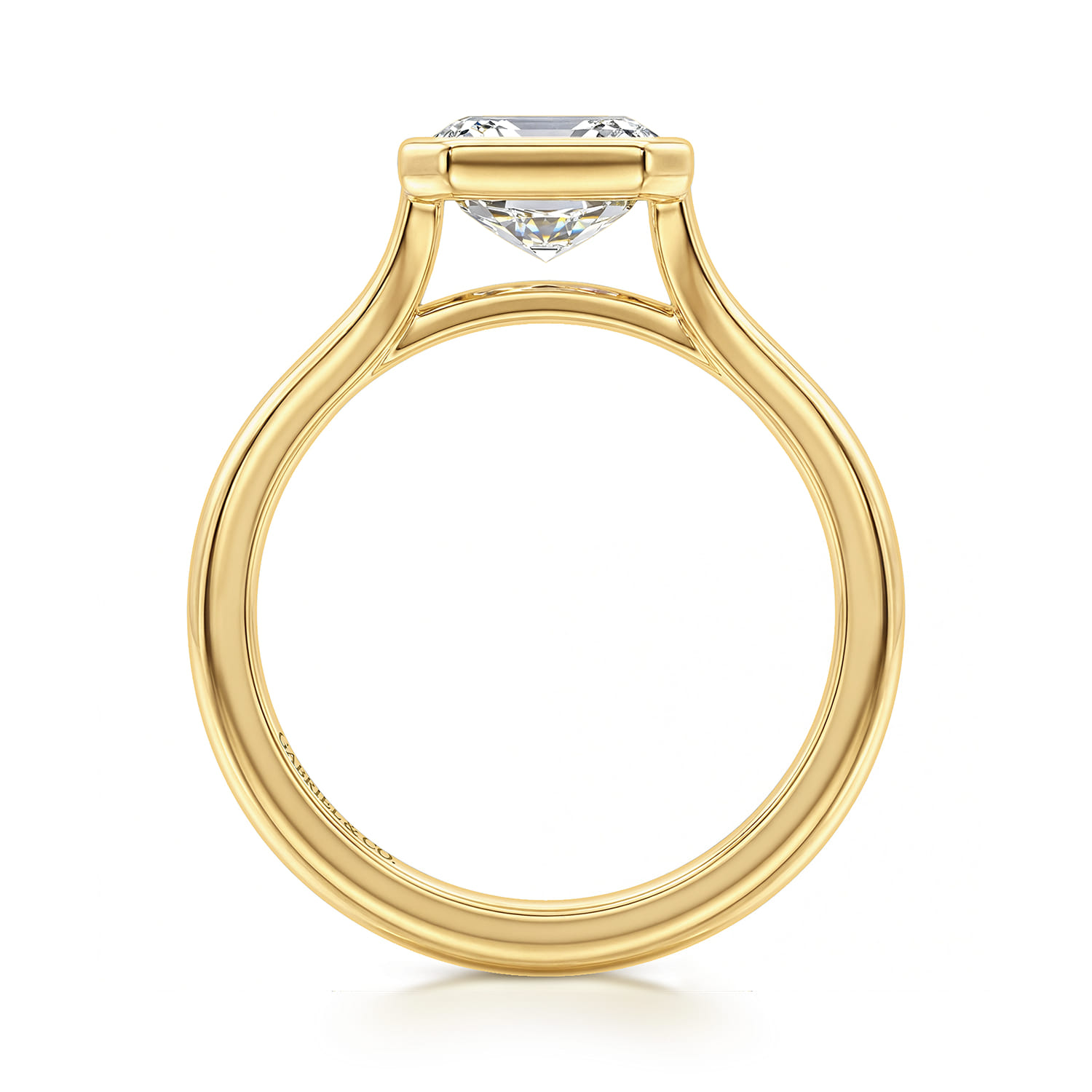 Kaya - 14K Yellow Gold Bezel Set Emerald Cut Solitaire Diamond Engagement Ring - Shot 2