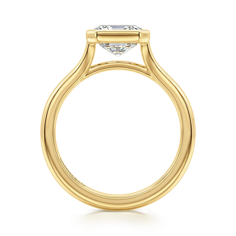 Kaya - 14K Yellow Gold Bezel Set Emerald Cut Solitaire Diamond Engagement Ring - Shot 2