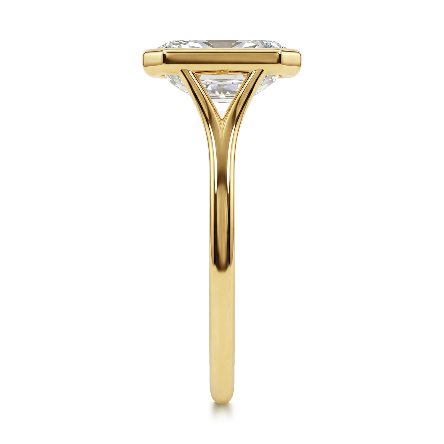 Kaya - 14K Yellow Gold Bezel Set Emerald Cut Solitaire Diamond Engagement Ring - Shot 4