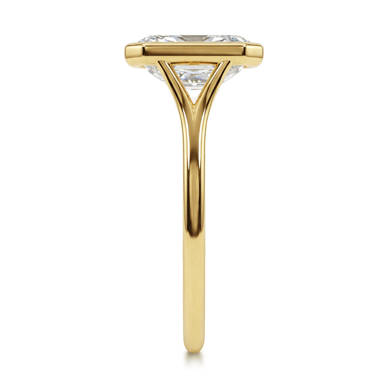 Kaya - 14K Yellow Gold Bezel Set Emerald Cut Solitaire Diamond Engagement Ring - Shot 4