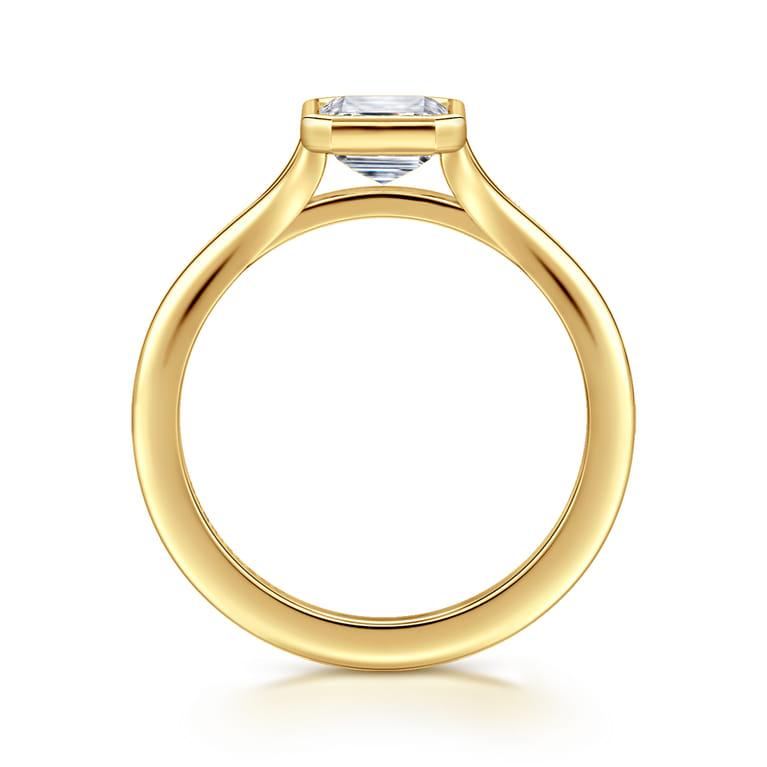 Kaya - 14K Yellow Gold Bezel Set Emerald Cut Solitaire Diamond Engagement Ring - Shot 2