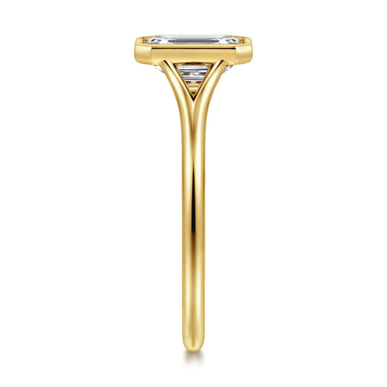 Kaya - 14K Yellow Gold Bezel Set Emerald Cut Solitaire Diamond Engagement Ring - Shot 5