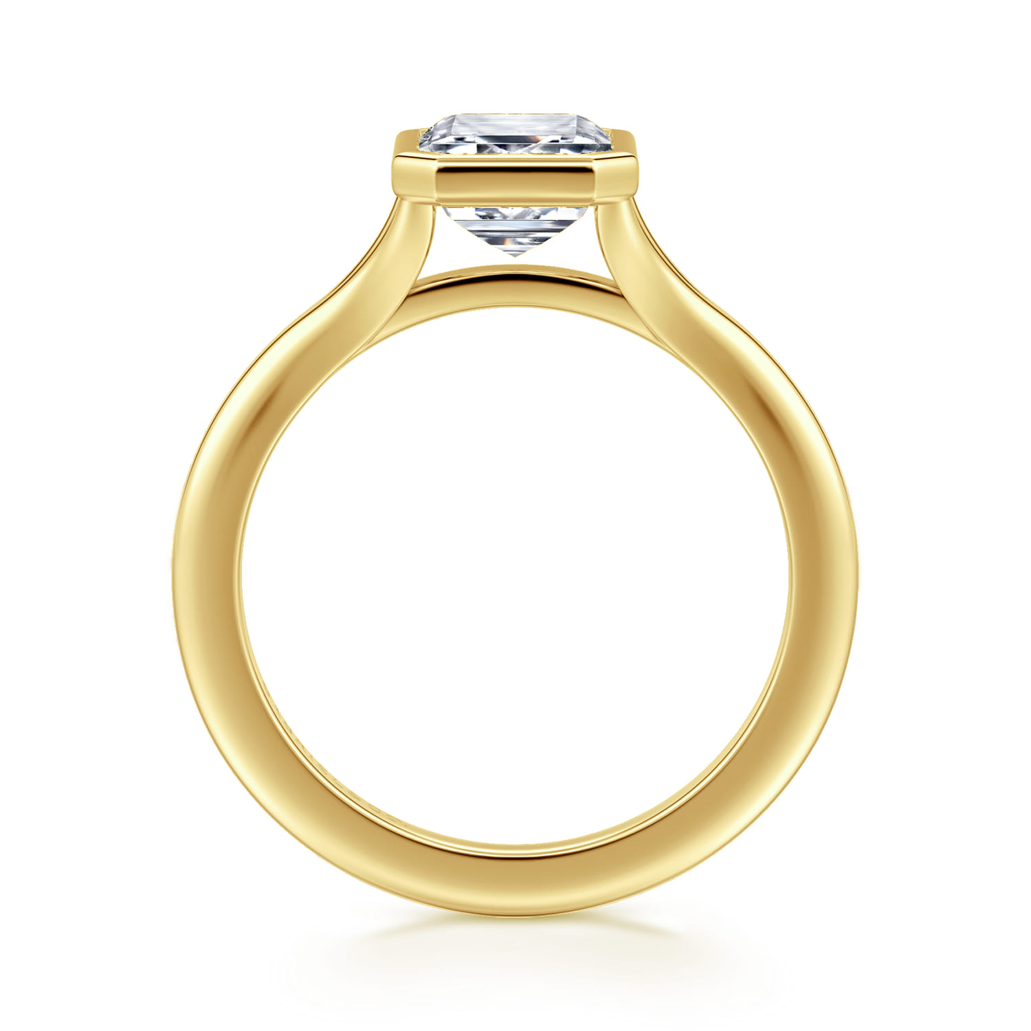 Kaya - 14K Yellow Gold Bezel Set Emerald Cut Solitaire Diamond Engagement Ring - Shot 2