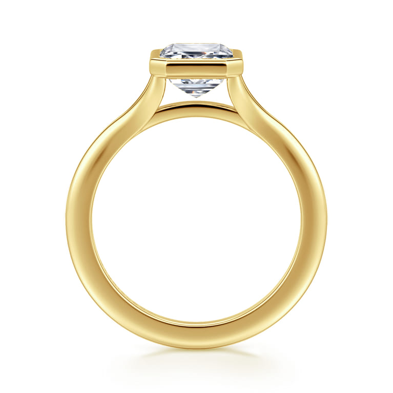 Kaya - 14K Yellow Gold Bezel Set Emerald Cut Solitaire Diamond Engagement Ring - Shot 2