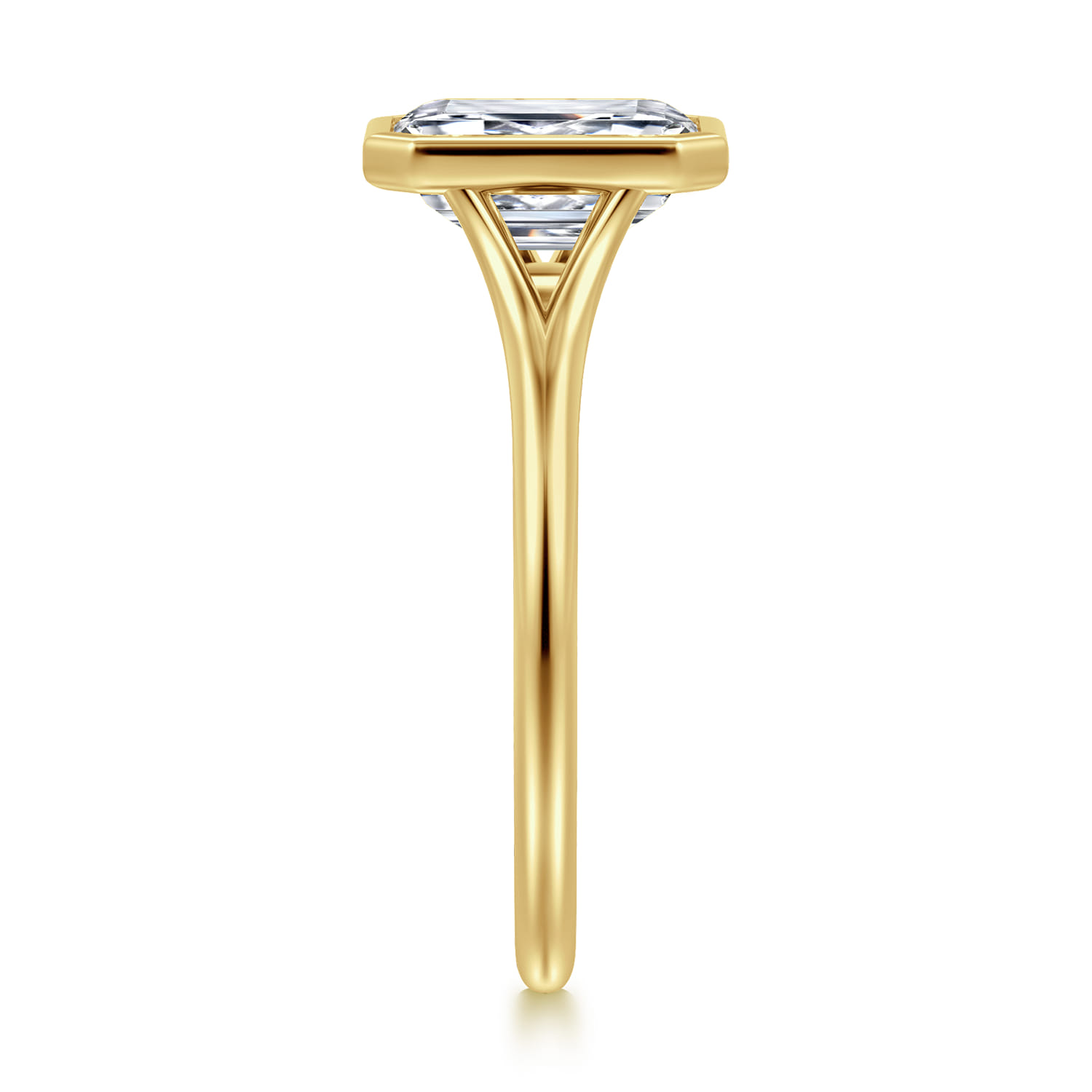 Kaya - 14K Yellow Gold Bezel Set Emerald Cut Solitaire Diamond Engagement Ring - Shot 4