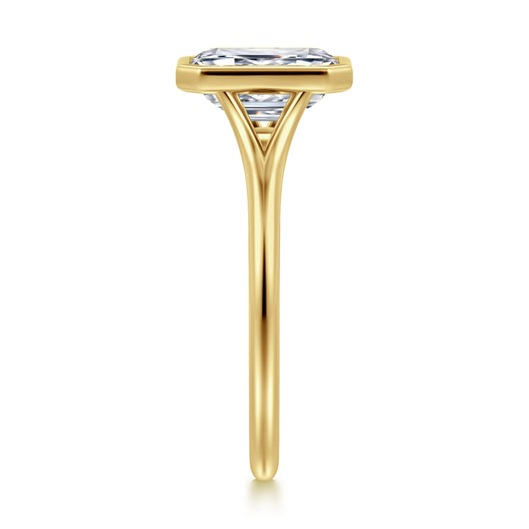 Kaya - 14K Yellow Gold Bezel Set Emerald Cut Solitaire Diamond Engagement Ring - Shot 4