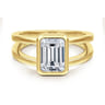 Sami - 14K Yellow Gold Emerald Cut Split Shank Bezel Solitaire Diamond Engagement Ring