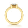 Sami - 14K Yellow Gold Emerald Cut Split Shank Bezel Solitaire Diamond Engagement Ring