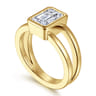 Sami - 14K Yellow Gold Emerald Cut Split Shank Bezel Solitaire Diamond Engagement Ring