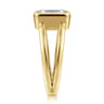 Sami - 14K Yellow Gold Emerald Cut Split Shank Bezel Solitaire Diamond Engagement Ring