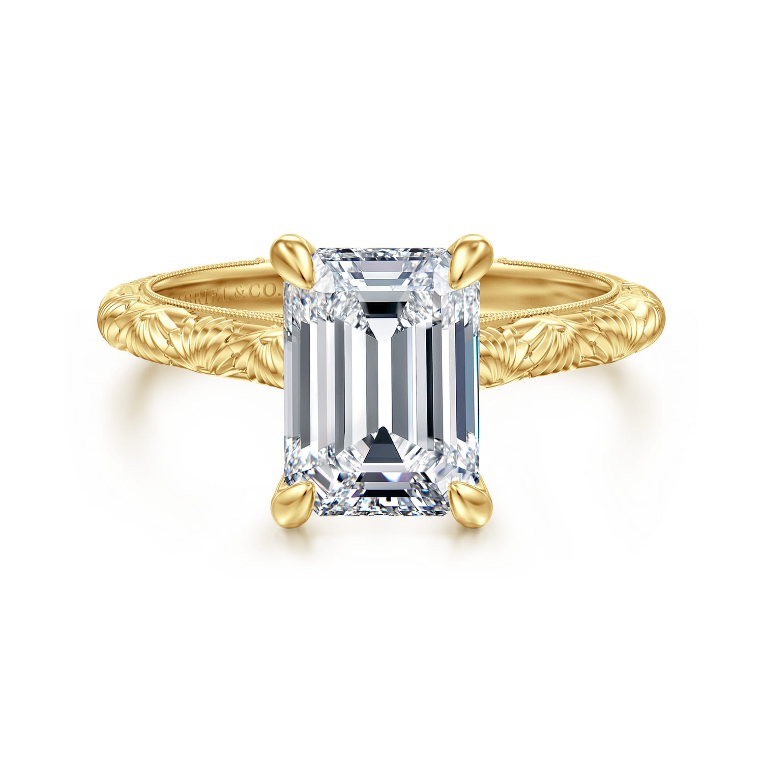 Isolde - 14K Yellow Gold Emerald Cut Solitaire Diamond Engagement Ring - Shot 1