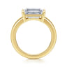 Novara - 14K Yellow Gold Emerald Cut East West Wide Band Solitaire Diamond Engagement Ring