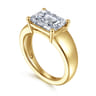 Novara - 14K Yellow Gold Emerald Cut East West Wide Band Solitaire Diamond Engagement Ring