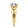 Novara - 14K Yellow Gold Emerald Cut East West Wide Band Solitaire Diamond Engagement Ring