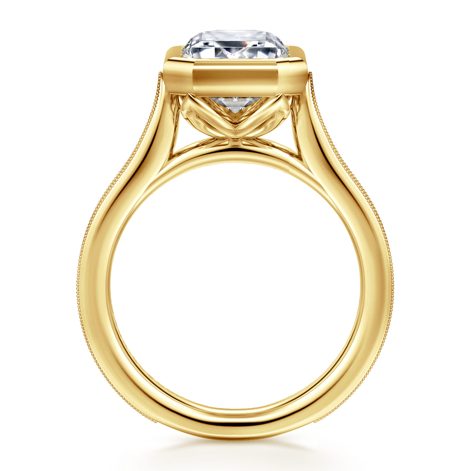 Barbados - Vintage Inspired 14K Yellow Gold Emerald Cut Solitaire Diamond Engagement Ring - Shot 2