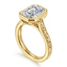 Barbados - Vintage Inspired 14K Yellow Gold Emerald Cut Solitaire Diamond Engagement Ring