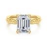 Gaze - Vintage Inspired 14K Yellow Gold Emerald Cut Solitaire Diamond Engagement Ring