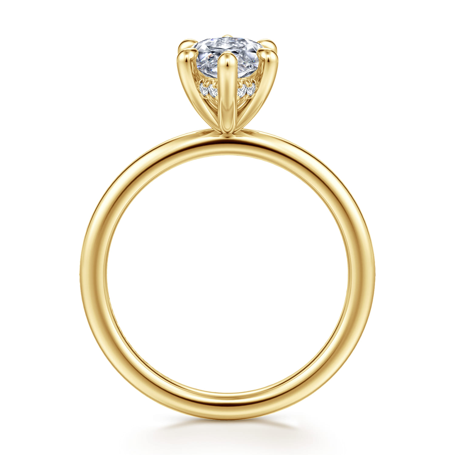 Cari - 14K Yellow Gold Marquise Shape Diamond Engagement Ring - 0.06 ct - Shot 2