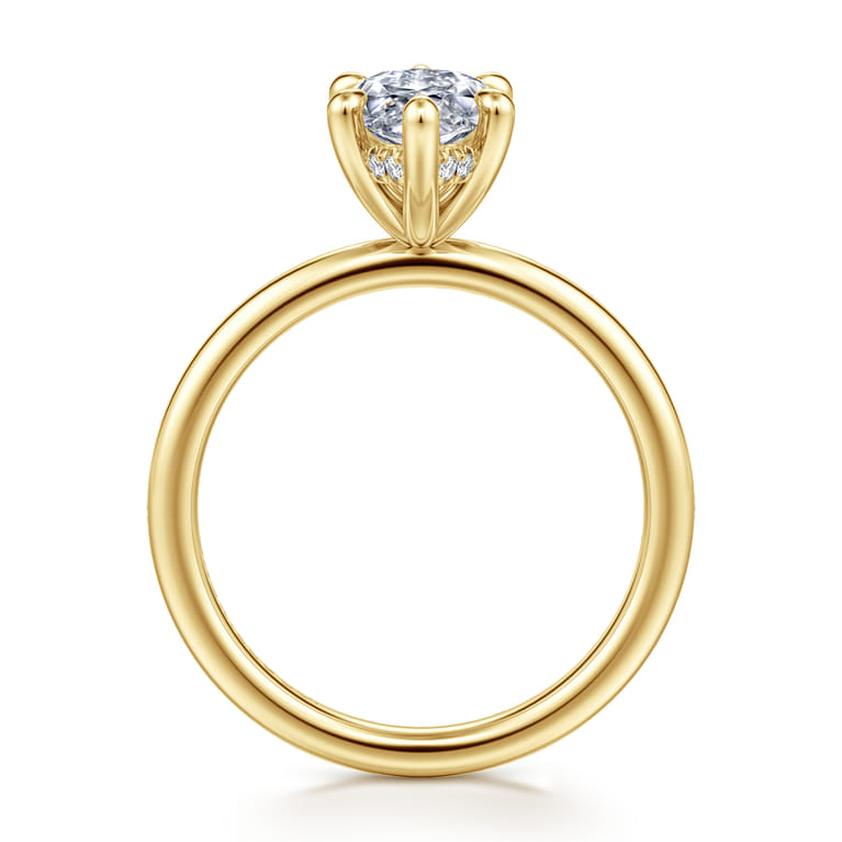 Cari - 14K Yellow Gold Marquise Shape Diamond Engagement Ring - 0.06 ct - Shot 2