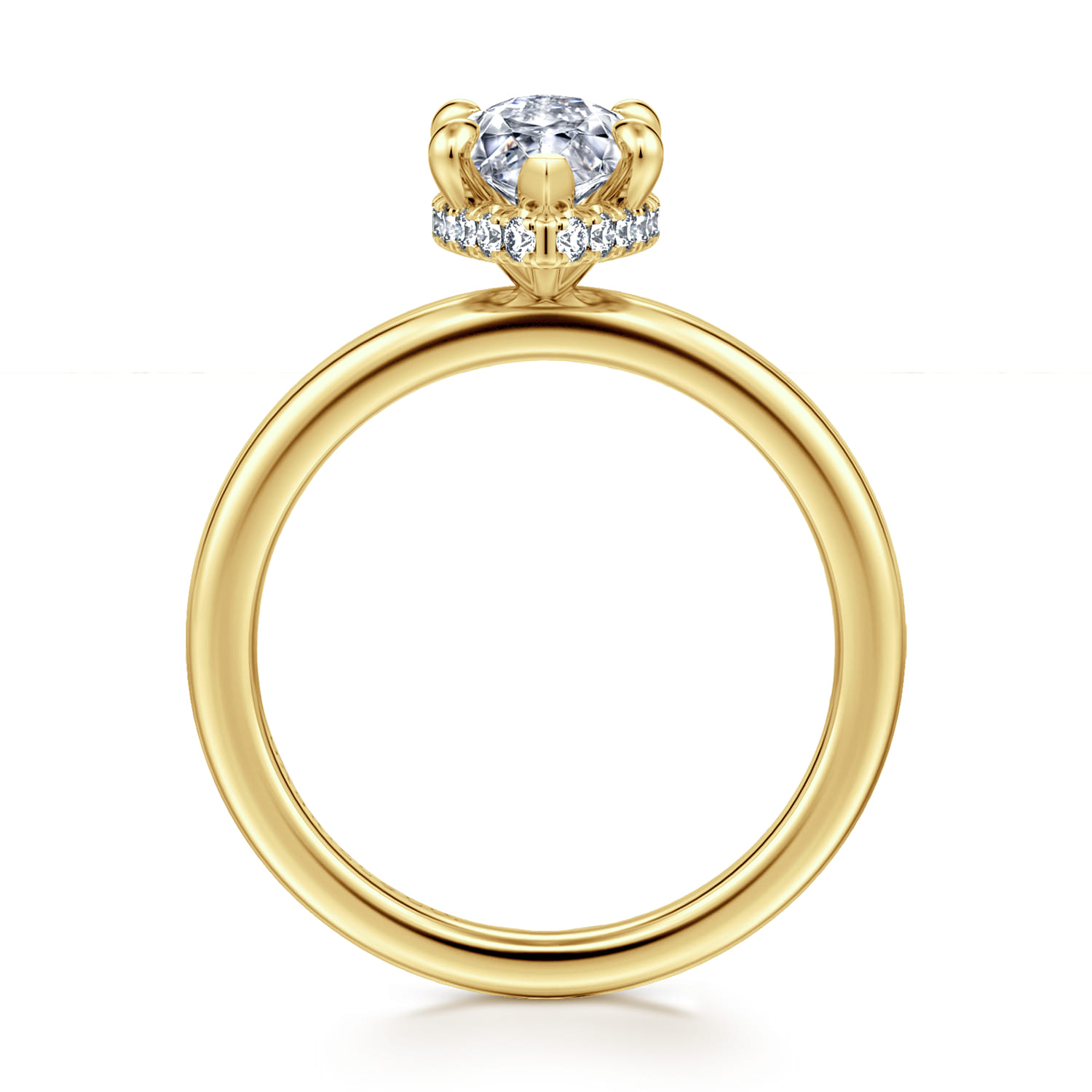 Rainah - 14K Yellow Gold Marquise Shape Diamond Engagement Ring - 0.12 ct - Shot 2