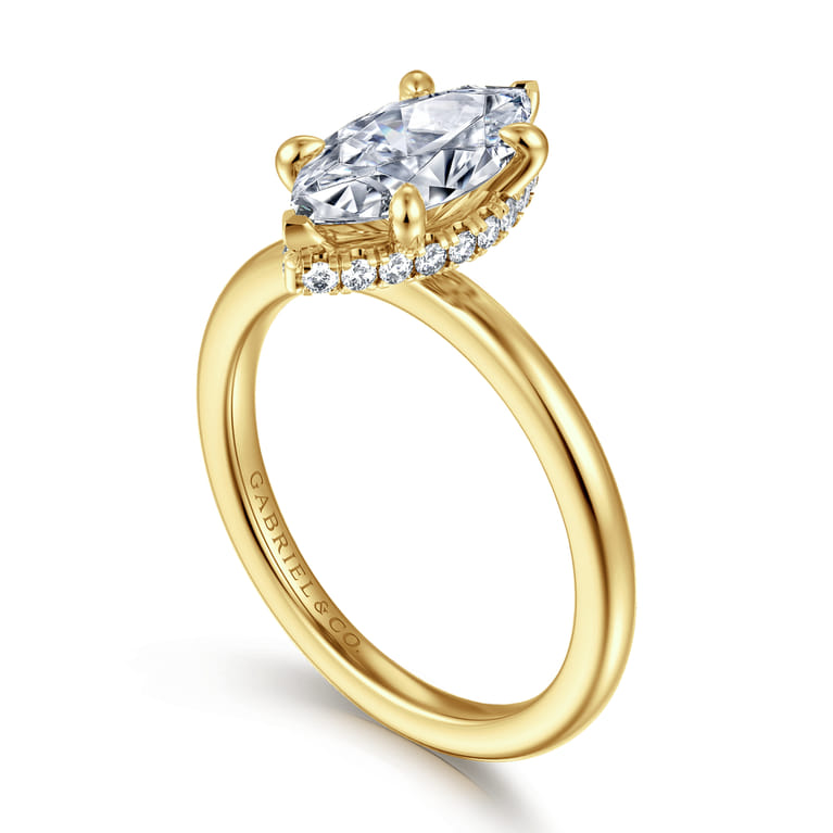 Rainah - 14K Yellow Gold Marquise Shape Diamond Engagement Ring - 0.12 ct - Shot 3