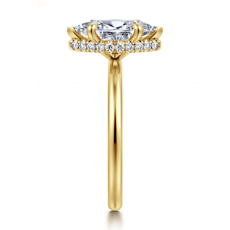 Rainah - 14K Yellow Gold Marquise Shape Diamond Engagement Ring - 0.12 ct - Shot 4
