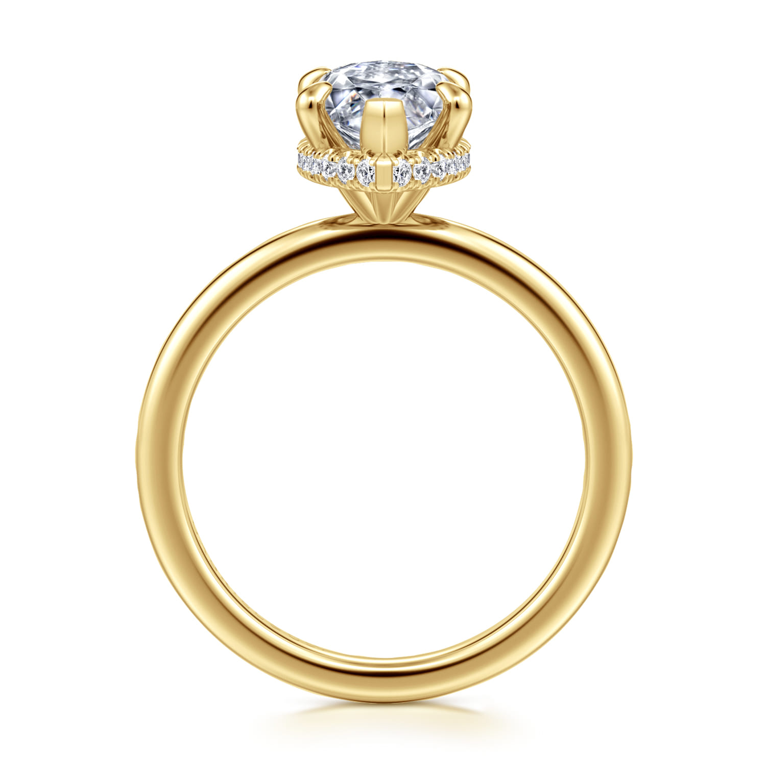 Rainah - 14K Yellow Gold Marquise Shape Diamond Engagement Ring - 0.14 ct - Shot 2