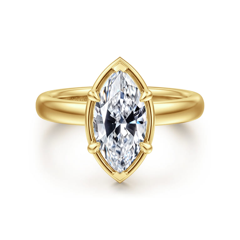 Deedie - 14K Yellow Gold Marquise Shape Diamond Engagement Ring - 0.11 ct - Shot 1