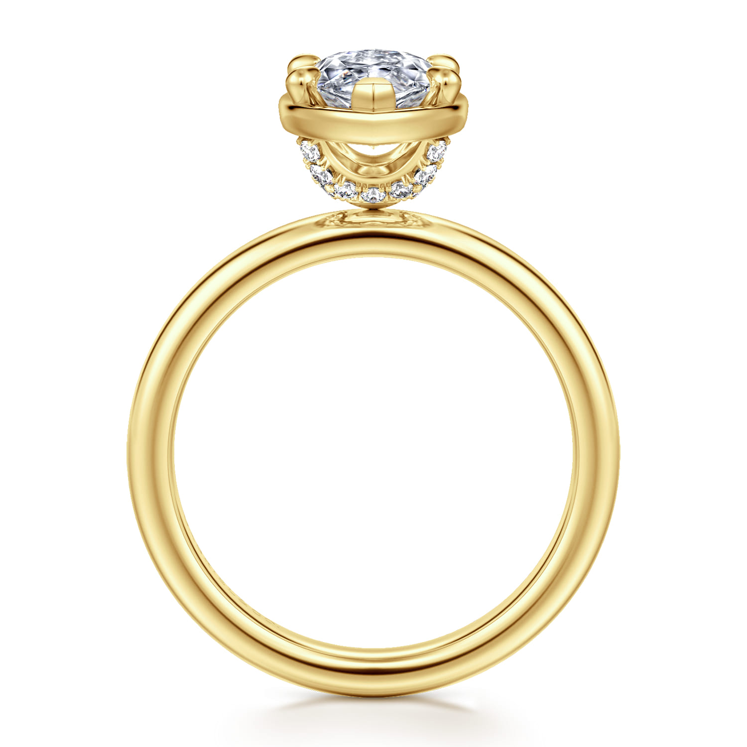 Deedie - 14K Yellow Gold Marquise Shape Diamond Engagement Ring - 0.11 ct - Shot 2