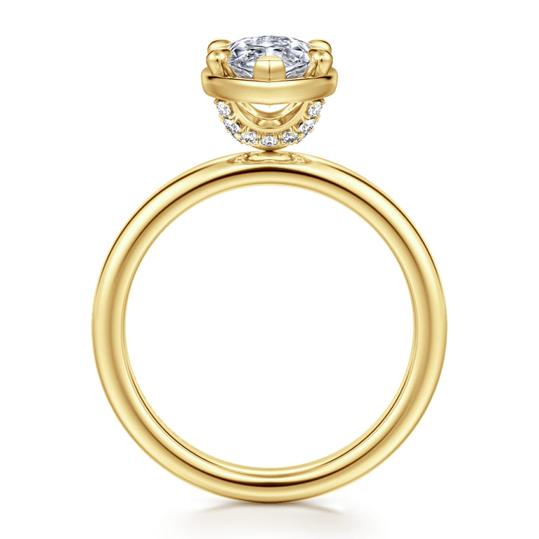 Deedie - 14K Yellow Gold Marquise Shape Diamond Engagement Ring - 0.11 ct - Shot 2