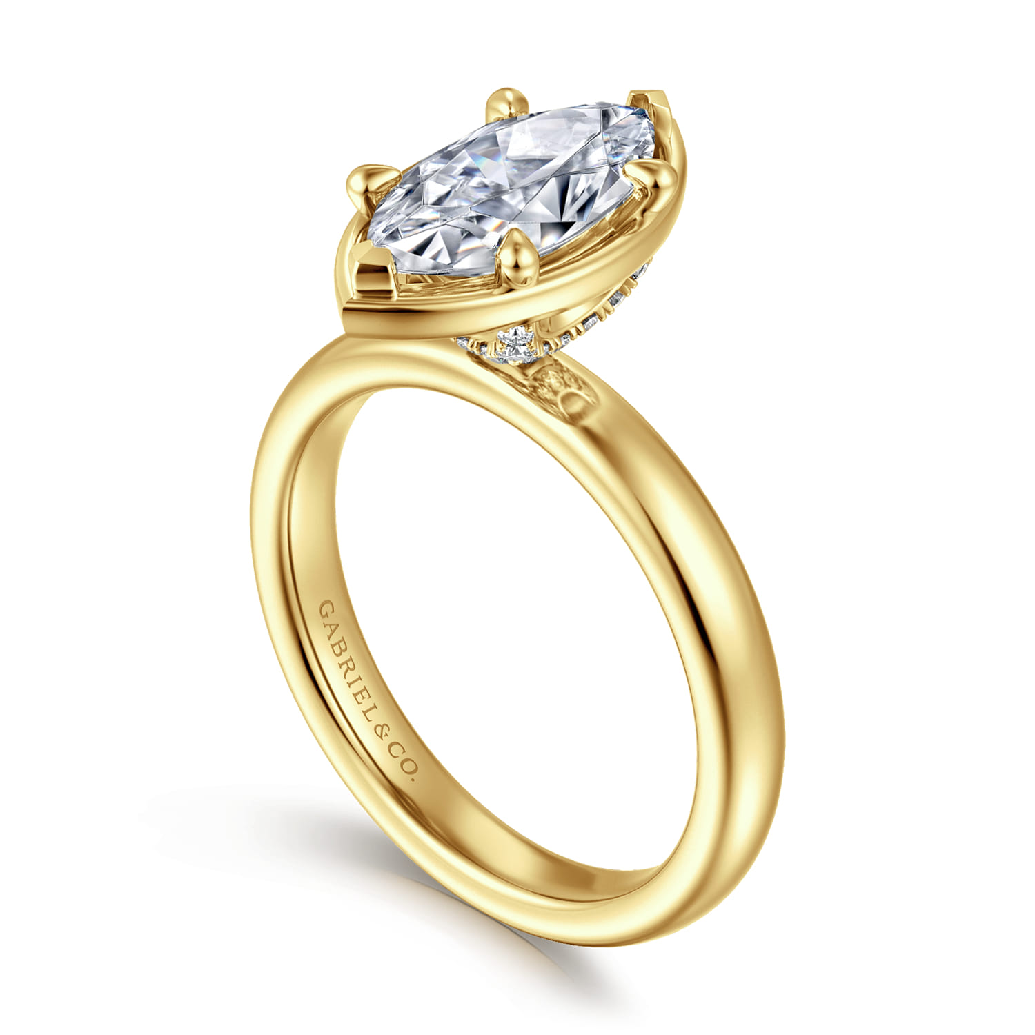 Deedie - 14K Yellow Gold Marquise Shape Diamond Engagement Ring - 0.11 ct - Shot 3