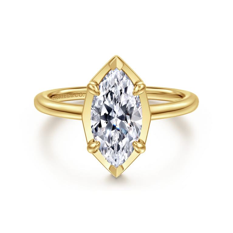 Cassi - 14K Yellow Gold Marquise Shape Diamond Engagement Ring - 0.06 ct - Shot 1