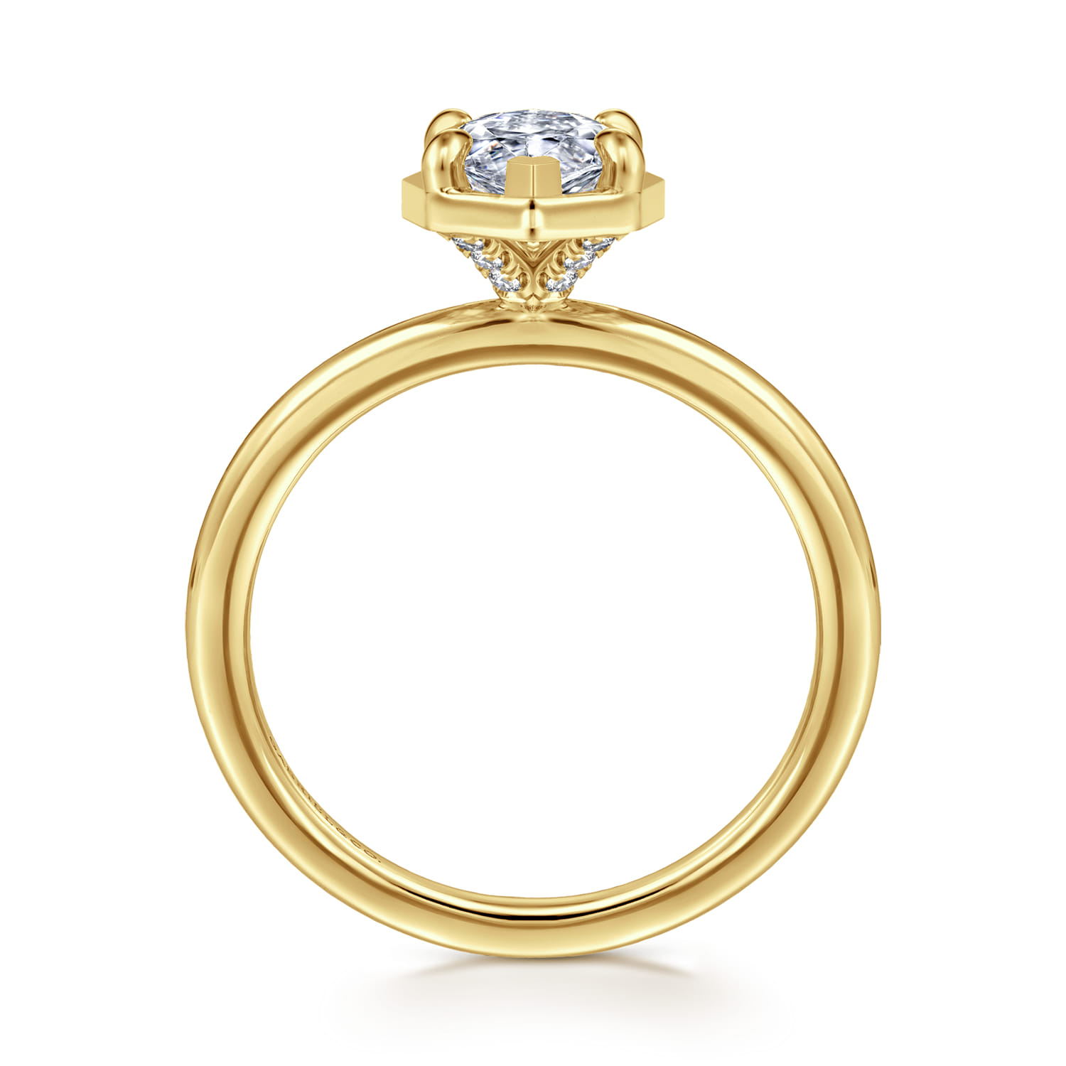 Cassi - 14K Yellow Gold Marquise Shape Diamond Engagement Ring - 0.06 ct - Shot 2