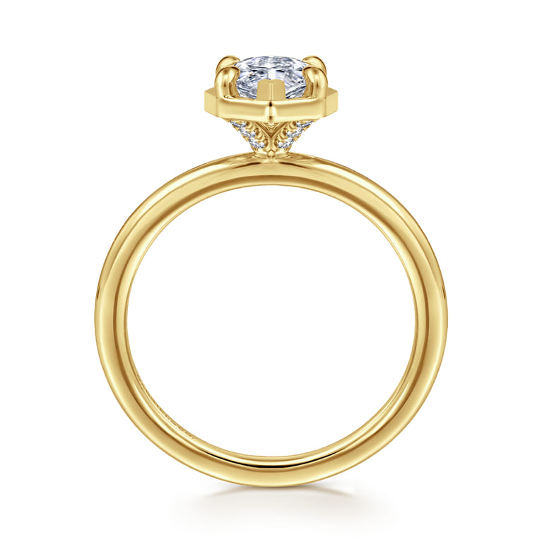 Cassi - 14K Yellow Gold Marquise Shape Diamond Engagement Ring - 0.06 ct - Shot 2
