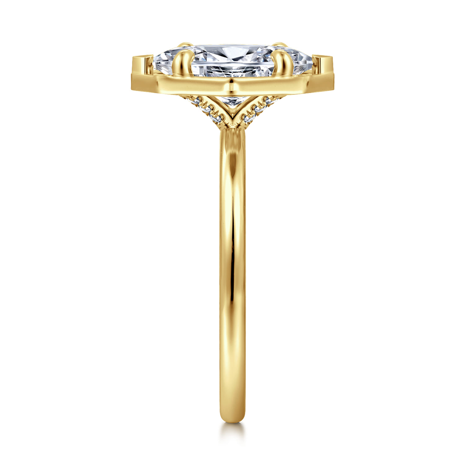 Cassi - 14K Yellow Gold Marquise Shape Diamond Engagement Ring - 0.06 ct - Shot 4