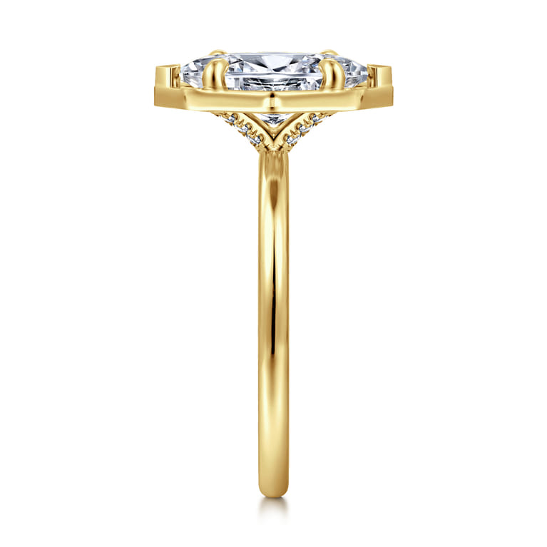 Cassi - 14K Yellow Gold Marquise Shape Diamond Engagement Ring - 0.06 ct - Shot 4