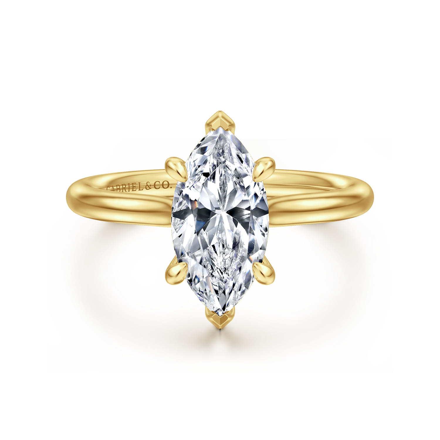 Badia - 14K Yellow Gold Marquise Shape Solitaire Diamond Engagement Ring - 0.06 ct - Shot 1