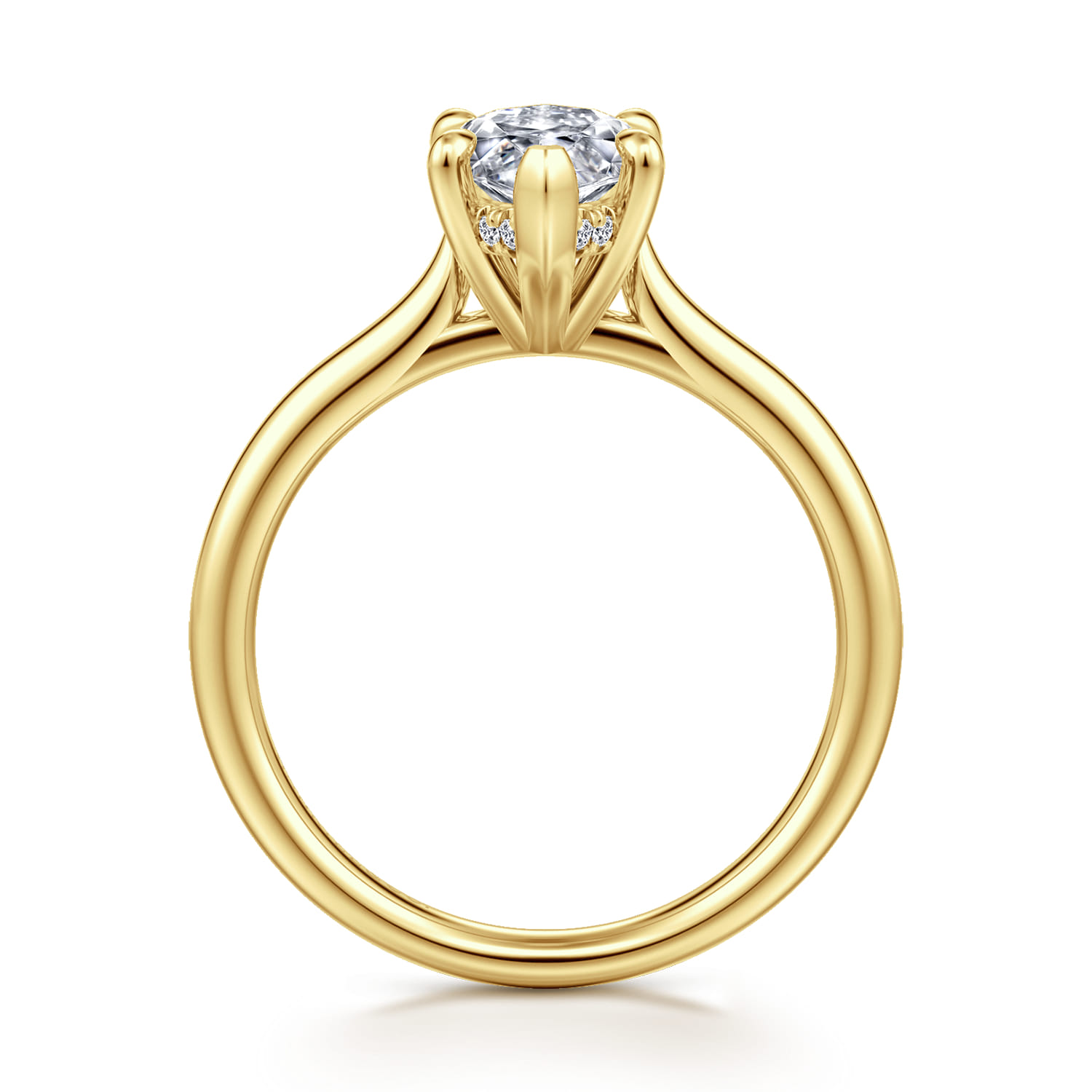 Badia - 14K Yellow Gold Marquise Shape Solitaire Diamond Engagement Ring - 0.06 ct - Shot 2