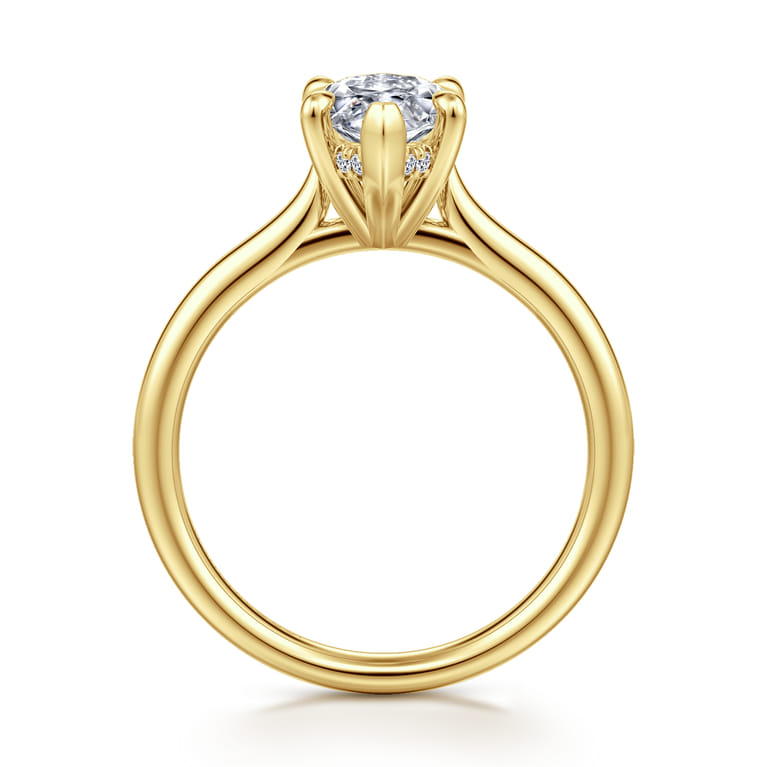 Badia - 14K Yellow Gold Marquise Shape Solitaire Diamond Engagement Ring - 0.06 ct - Shot 2